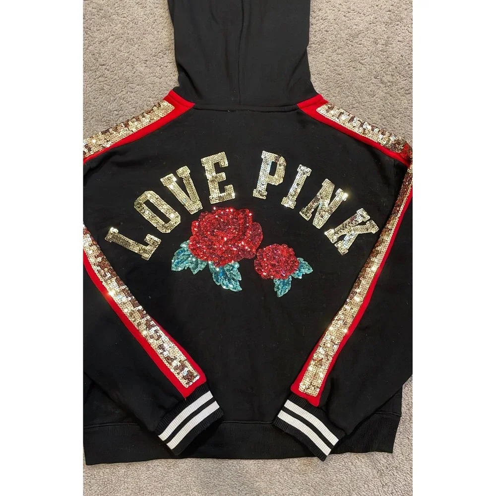 VS PINK Rose Bling Hoodie - Picture 2 of 4
